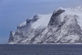 Snowy coastal landscape