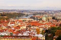 Snowy colorful autumn View on Prague City Royalty Free Stock Photo