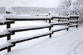 Empty corral on a beautiful snowy winter day Royalty Free Stock Photo