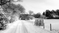 Snowy Country Lane in UK Royalty Free Stock Photo