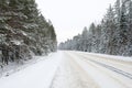 Snowy country road Royalty Free Stock Photo
