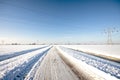 Snowy countryroad the Netherlands