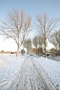 Snowy countryroad in the Netherlands Royalty Free Stock Photo