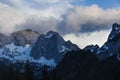 Snowy Dachstein Mountain on a Misty Morning in Austria