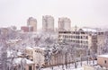 Snowy day in Chisinau town Royalty Free Stock Photo