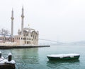 Snowy day in Ortakoy, Istanbul, Turkey Royalty Free Stock Photo