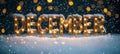 Snowy December Luminous Letters Glow Against Twinkling Lights, Embracing Winters Magic