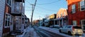 Snowy downtown street in Trois Rivieres