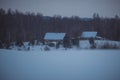 Snowy dusk in countryside Royalty Free Stock Photo