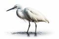 Snowy Egret - Egretta thula in front of a white background Generative AI animal ai