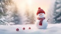 Snowy Elegance: Cute Snowman in Cozy Knitted Ensemble. Generative AI