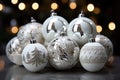 Snowy elegance monochrome ornaments, xmas images, AI Generated