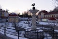 Snowy colorful evening Spa Libverda in north Bohemia, Czech Republic Royalty Free Stock Photo