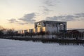 Snowy exterior of the German Chancellery Bundeskanzleramt in Berlin Mitte Royalty Free Stock Photo