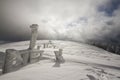 Snowy fields, winter in the Vosges, France. Royalty Free Stock Photo