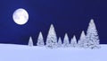 Snowy firs and full moon in night sky Royalty Free Stock Photo