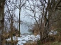 Winter snowy country side lake Royalty Free Stock Photo