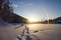 snowy footprints Royalty Free Stock Photo