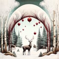 Snowy Forest with Balloon Arch, Made with Generative AI Royalty Free Stock Photo