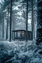 Snowy Forest Cabin Royalty Free Stock Photo