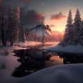 Snowy Forest Sceneries - High-Quality AI-generated Landscapes