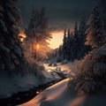 Snowy Forest Sceneries - High-Quality AI-generated Landscapes