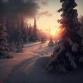 Snowy Forest Sceneries - High-Quality AI-generated Landscapes