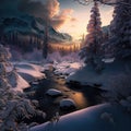 Snowy Forest Sceneries - High-Quality AI-generated Landscapes