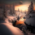 Snowy Forest Sceneries - High-Quality AI-generated Landscapes