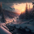 Snowy Forest Sceneries - High-Quality AI-generated Landscapes