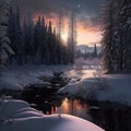 Snowy Forest Sceneries - High-Quality AI-generated Landscapes