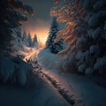 Snowy Forest Sceneries - High-Quality AI-generated Landscapes