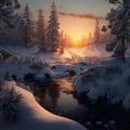 Snowy Forest Sceneries - High-Quality AI-generated Landscapes