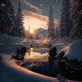 Snowy Forest Sceneries - High-Quality AI-generated Landscapes