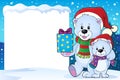 Snowy frame with Christmas bears Royalty Free Stock Photo