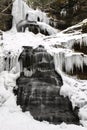 Snowy Frozen Winter Waterfall Cathedral Falls WV Royalty Free Stock Photo