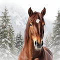 Snowy Hanoverian Horse Head In A Winter Wonderland Royalty Free Stock Photo