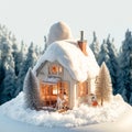Snowy haven Miniature winter house scene captures cozy charm