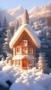 Snowy haven Miniature winter house scene captures cozy charm