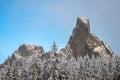Snowy Haven: Pietrele Doamnei Rocks and Enchanted Winter Forest Landscape Royalty Free Stock Photo