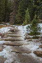 Snowy hiking trail Royalty Free Stock Photo