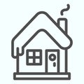 Snowy house line icon. Winter home building with snow on the roof. Christmas vector design concept, outline style Royalty Free Stock Photo