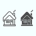 Snowy house line and solid icon. Winter home building with snow on the roof. Christmas vector design concept, outline Royalty Free Stock Photo