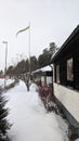 Snowy house winter forest lovelyness great outdoors Royalty Free Stock Photo