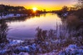 Snowy and ice winter landscape at national park Amsterdamse Waterleidingduinen