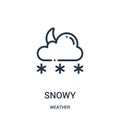 snowy icon vector from weather collection. Thin line snowy outline icon vector illustration