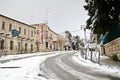 Snowy Jerusalem streets