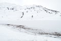 Snowy lake European Alps during winter