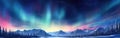 Snowy Landscape With Aurora Lights