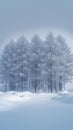 Snowy landscape Biei towns snow covered plain with minimal pine trees Royalty Free Stock Photo